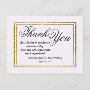 Carte Postale Elégant Simple Faux Gold Outline et blanc