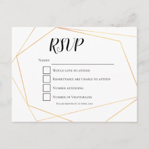 Carte Postale Elégant Simple Gold Géométrique Frame Wedding RSVP