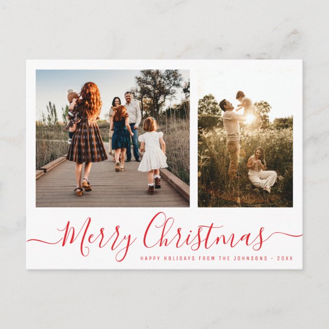 Carte Postale Elegant Simple Script Family Photo Christmas (Devant)