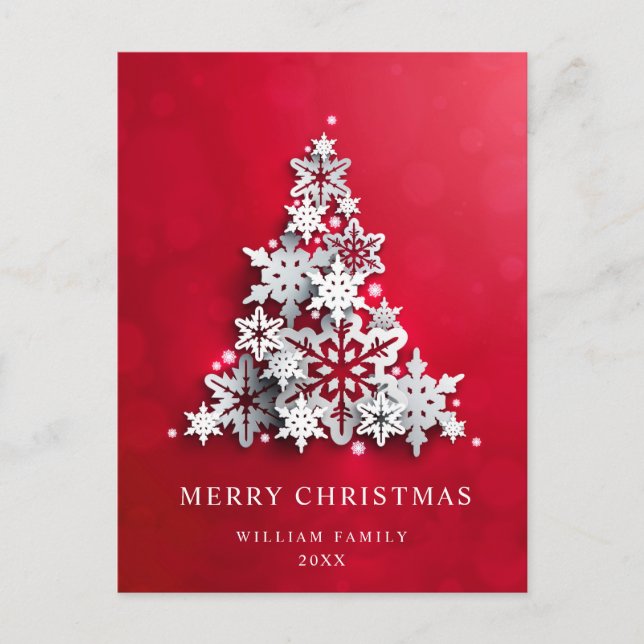 Carte Postale Élégant Snowflakes Noël Arbre Salutation (Devant)