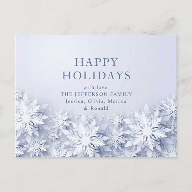 Carte Postale Élégant Snowflakes Noël voeux de Noël (Devant)