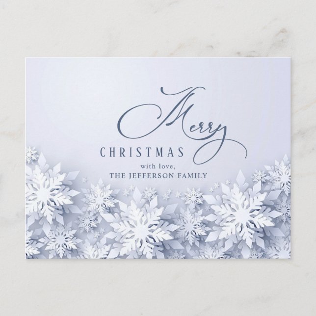Carte Postale Élégant Snowflakes Noël voeux de Noël (Devant)
