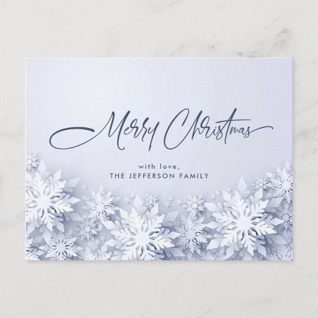 Carte Postale Élégant Snowflakes Noël voeux de Noël (Devant)