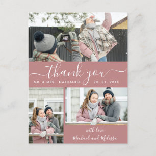 Carte Postale Élégant Vellum Faux Merci de Mariage Multi Photo 
