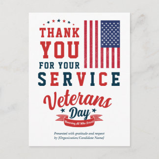 Carte Postale Elegant Veterans Day Thank You