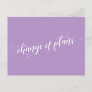 Carte Postale Élégant Violet Changement de plans Mariage reporté