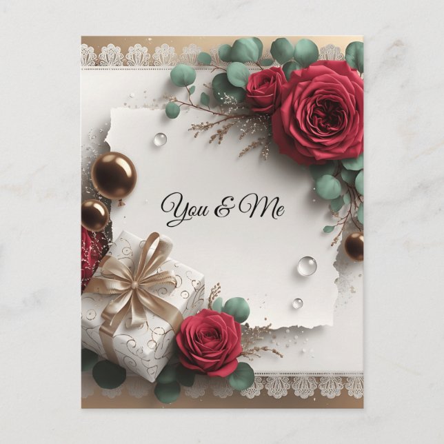 Carte Postale Elegant “You & Me” Gold Cursive Flat Greeting Card (Devant)