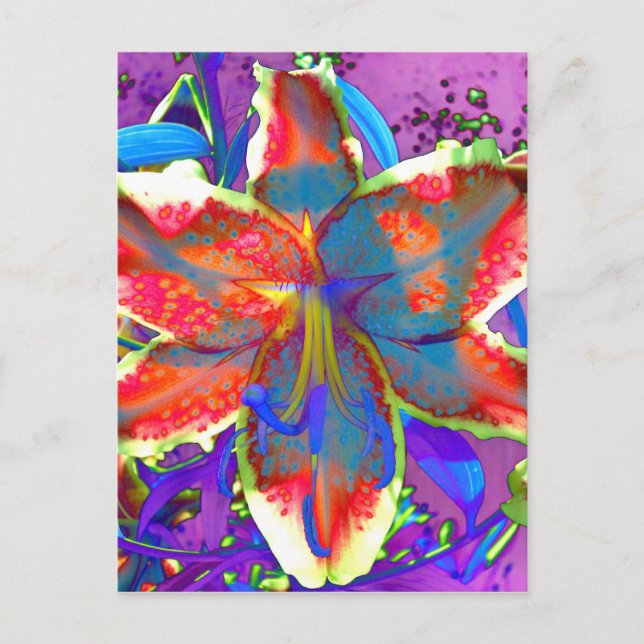 Carte Postale Elégante aquarelle abstraite rétro rouge bleu (Devant)