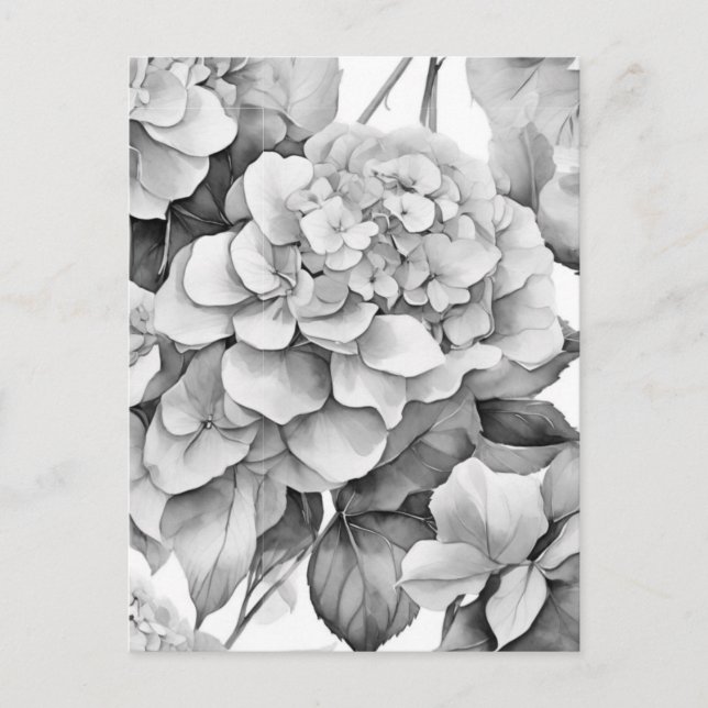 Carte Postale Elégante aquarelle blanche grise noire (Devant)