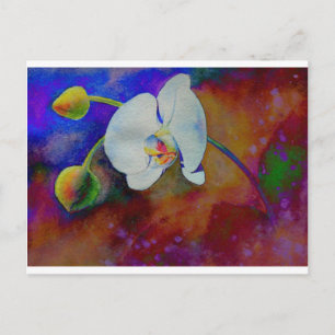 Carte Postale Elégante aquarelle blanche peinture d'orchidée flo