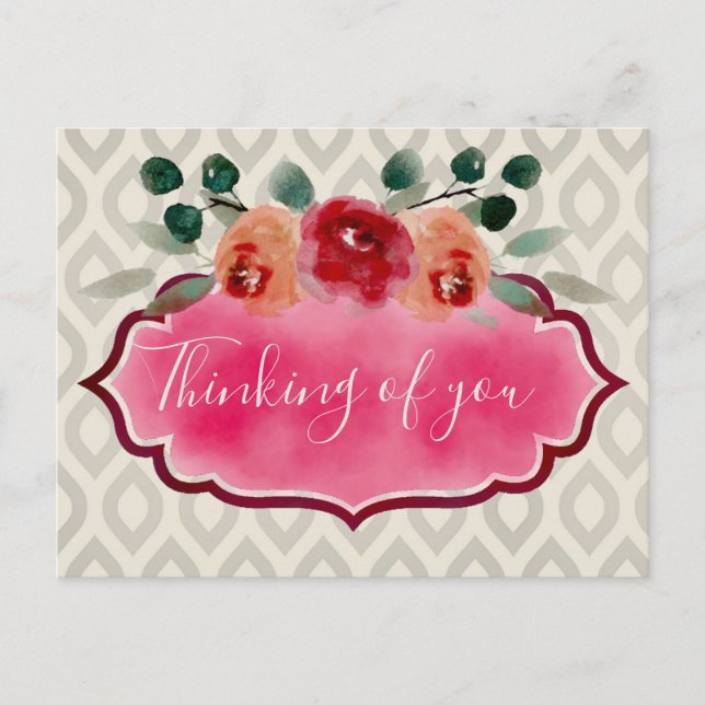 Carte Postale Elégante aquarelle classe Bouquet de cadre floral (Devant)