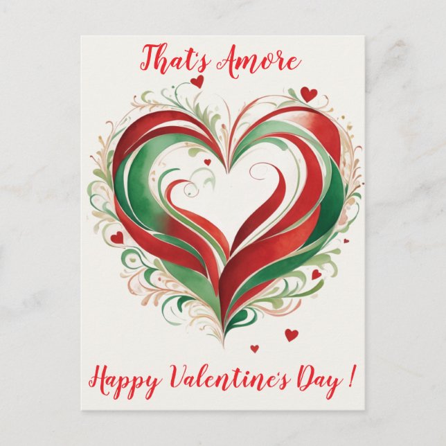 Carte Postale Elégante aquarelle Coeur Valentine Italie (Devant)