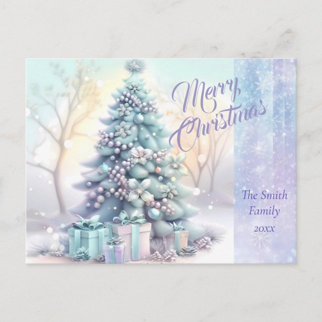 Carte Postale Elégante aquarelle de Noël Botanique (Devant)