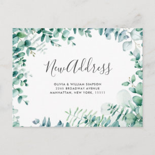 Carte Postale Elégante aquarelle Eucalyptus Moving Faire-part