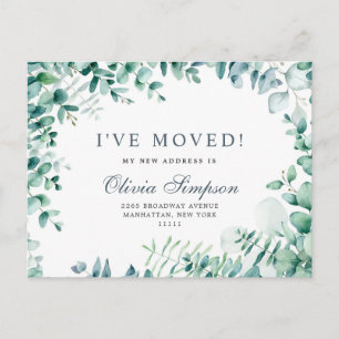 Carte Postale Elégante aquarelle Eucalyptus Moving Faire-part