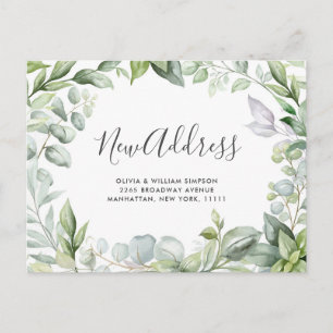 Carte Postale Elégante aquarelle Eucalyptus Moving Faire-part