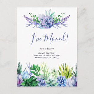 Carte Postale Elégante aquarelle Faire-part de déplacement succu