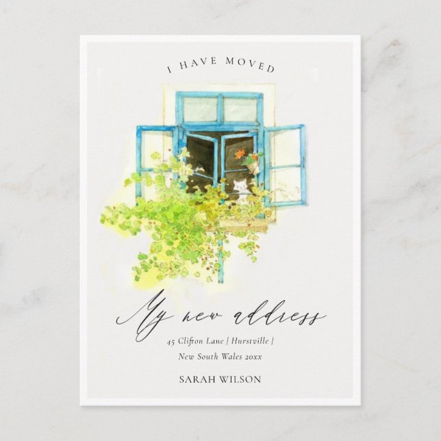 Carte Postale Elégante aquarelle Floral Vine Fenêtre J'ai Déména (Devant)