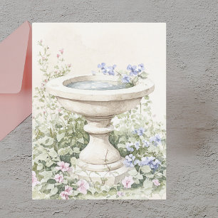 Carte Postale Elégante aquarelle Florale Jardin du bain d'oiseau
