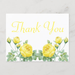 Carte Postale Elégante aquarelle florale Merci rose jaune