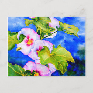 Carte Postale Elégante aquarelle Hollyhocks