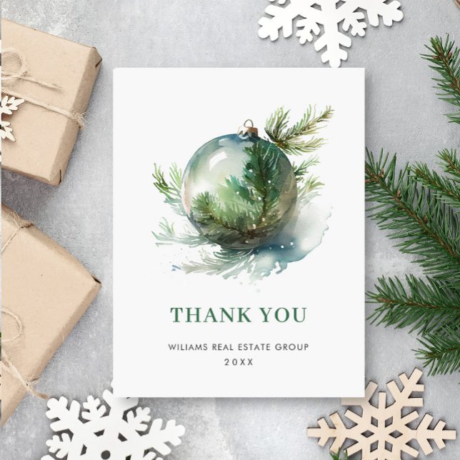 Carte Postale Elégante aquarelle Merci ornement de Noël (Créateur téléchargé)