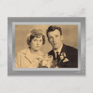 Carte Postale Elégante bordure argent image personnalisée