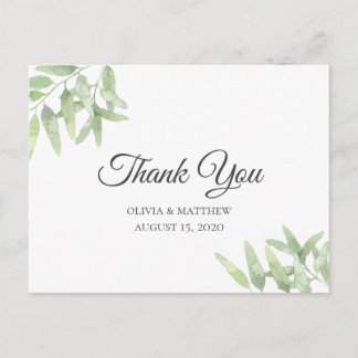 Carte Postale Élégante Branche D'Olivier. Merci mariage simple