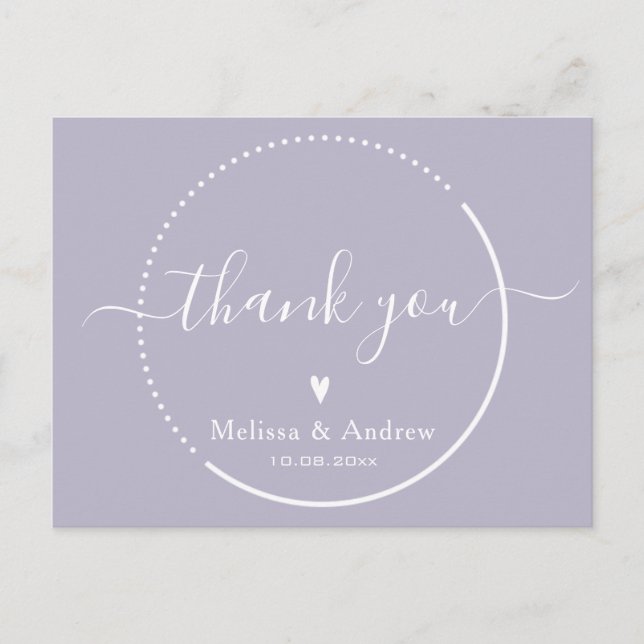Carte Postale Élégante calligraphie - Lavender Mariage Merci (Devant)