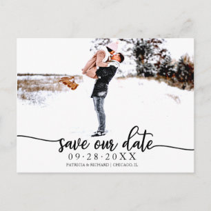 Carte Postale Élégante Calligraphie Mariage Enregistrer La Date