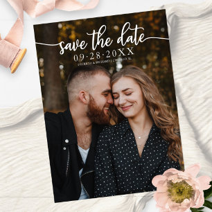 Carte Postale Élégante calligraphie mariage photo save the date