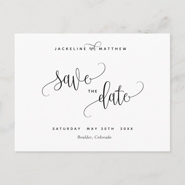 Carte Postale Élégante calligraphie moderne Mariage Enregistrer  (Devant)