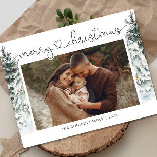 Carte Postale Élégante calligraphie moderne Photo de Noël Joyeux