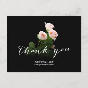 Carte Postale Élégante calligraphie Rose Merci d'affaires