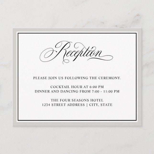 Carte Postale Élégante Calligraphie Script mariage réception (Devant)