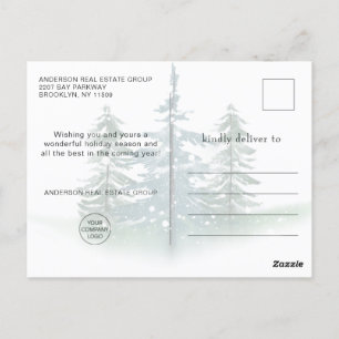 Carte Postale Elégante Compagnie de Noël Pine Arbre Aquarellée