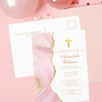 Élégante confirmation Croix Rose Gold Invitatation