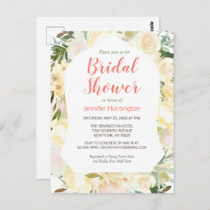 Carte Postale Elégante Crème Blush Fête des mariées Boho Rose