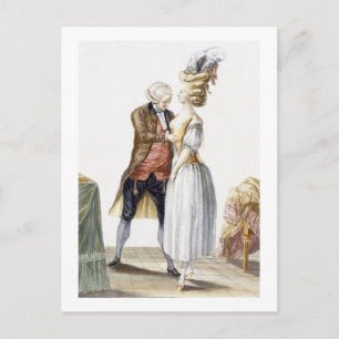 Carte Postale Élégante dame à un Fitting avec sa Tailor, assiett