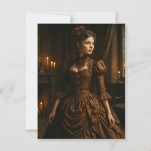 Carte Postale Elégante dame victorienne Steampunk en Brown