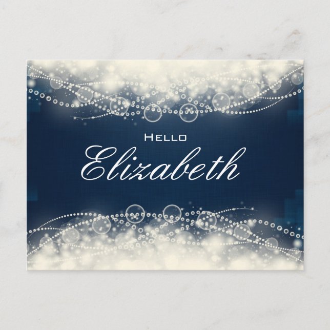 Carte Postale Elégante dentelle Abstraite et perles sur bleu fon (Devant)
