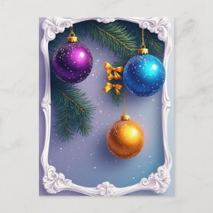 Carte Postale ❄️ Élégante disposition de boules de Noël 🎄 Pin