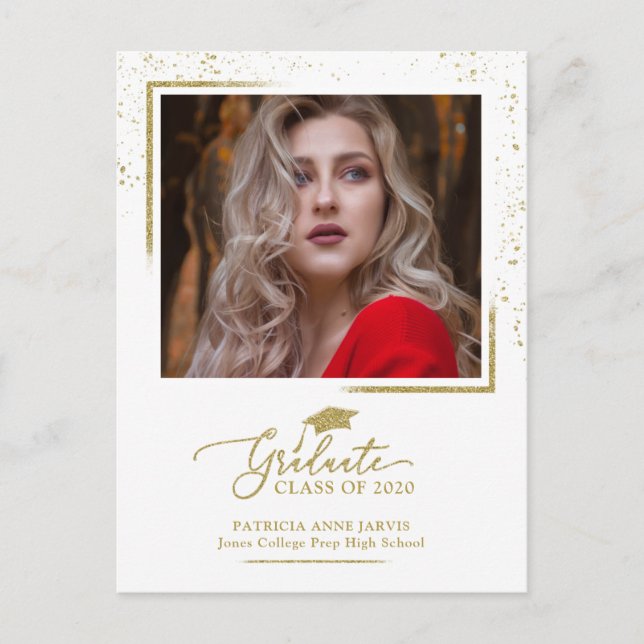 Carte Postale Élégante Faire-part Grad Festive Gold Parties scin (Devant)