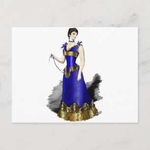 Carte Postale Élégante femme victorienne dans Blue Corset Gown