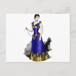 Carte Postale Élégante femme victorienne dans Blue Corset Gown