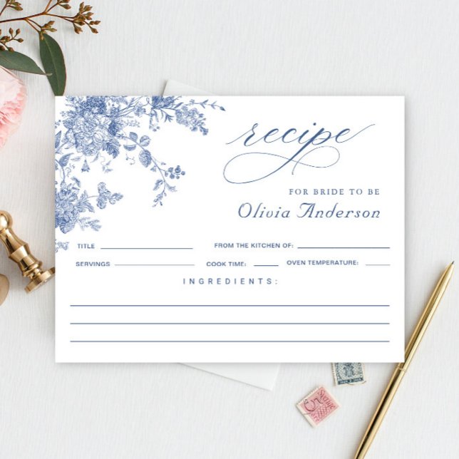 Carte Postale Elégante Fête des mariées de fleurs bleues Recette (Créateur téléchargé)