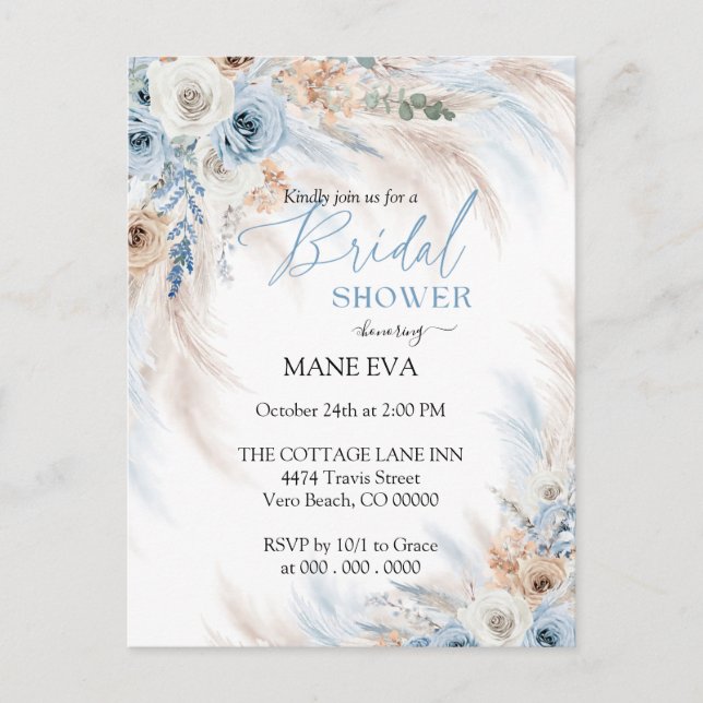 Carte Postale Elégante Fête des mariées florale Boho (Devant)