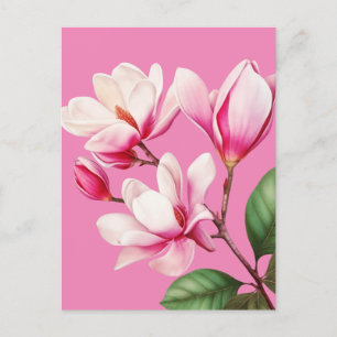 Carte Postale Élégante Fleur Rose Simple Art Floral