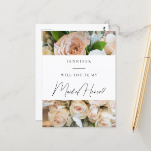 Carte Postale Elégante florale Maid of Honor Proposition