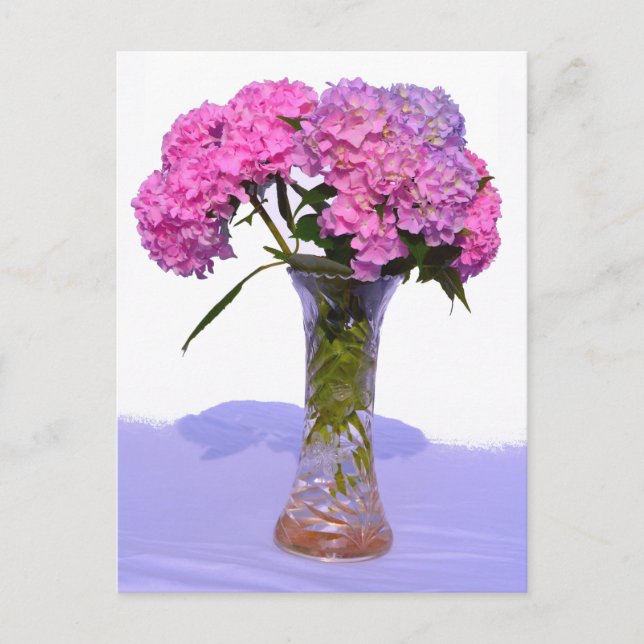 Carte Postale Elégante florales violettes roses hydrangées (Devant)